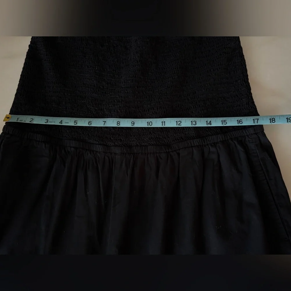 LOFT Beach Ruched Wide Leg Jumpsuit for Black with pockets. 100% cotton - Picture 9 of 14